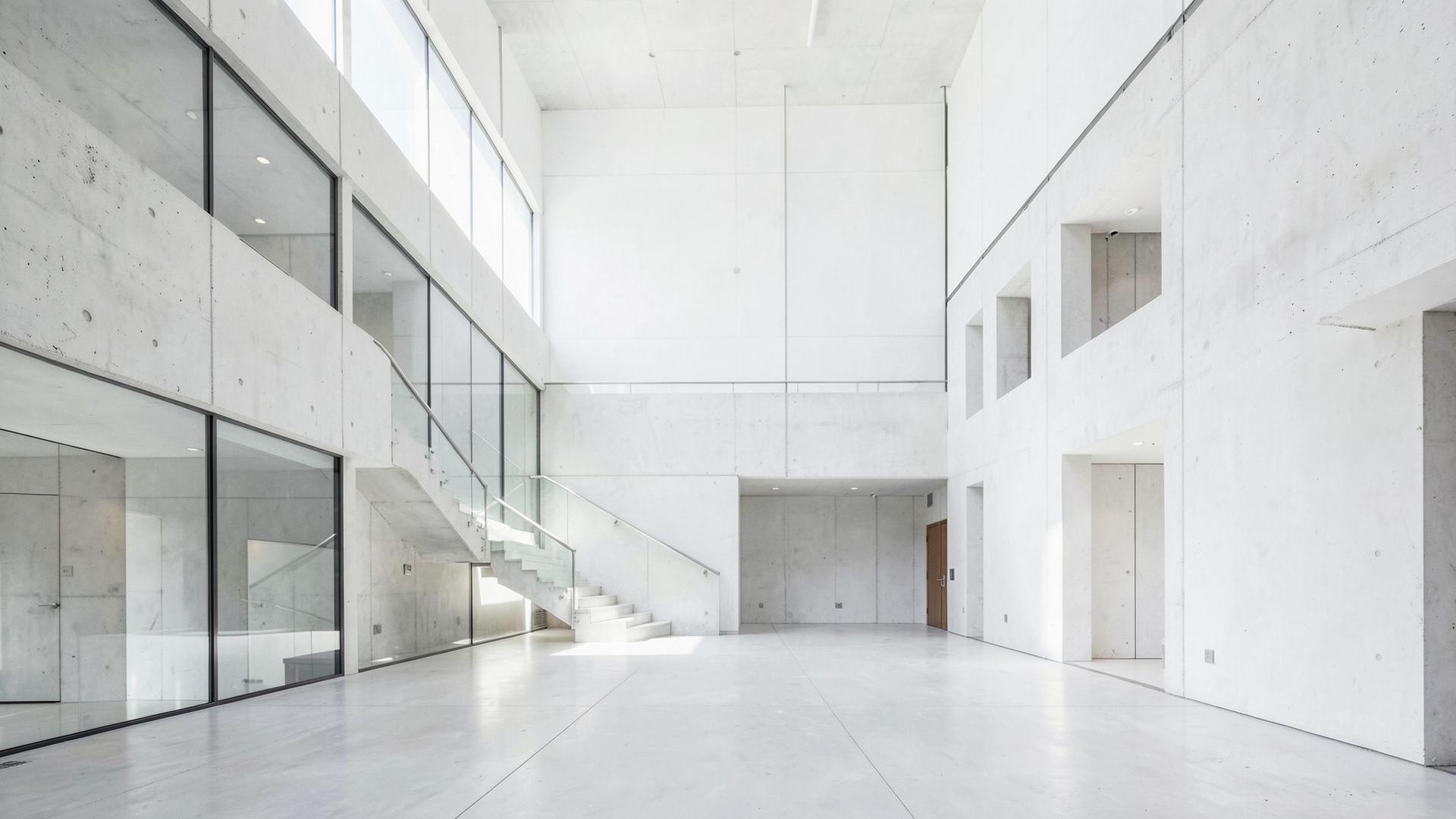 Placeholder bright minimalist concrete atrium